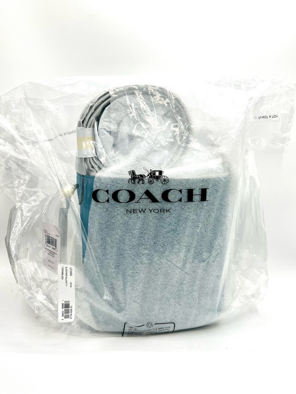 COACH Bleecker Bucket Bag 21 with Matching Pouch in Sea Blue (Teal) Suede NWT - Picture 10 of 12